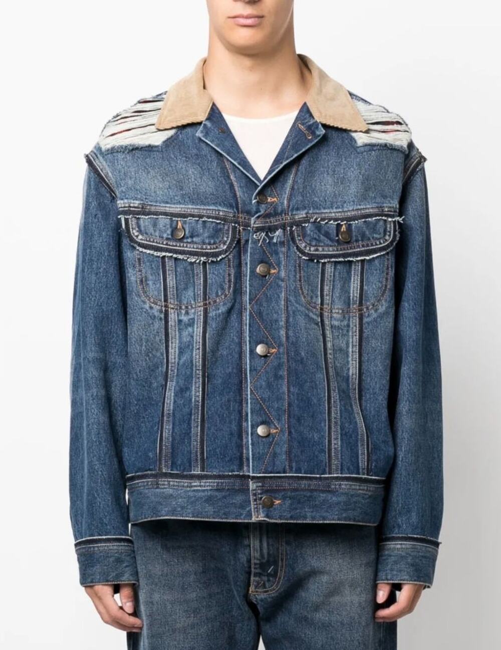 Maison Margiela x Pendleton Distressed Wool-Lined Denim Jacket – Size 52